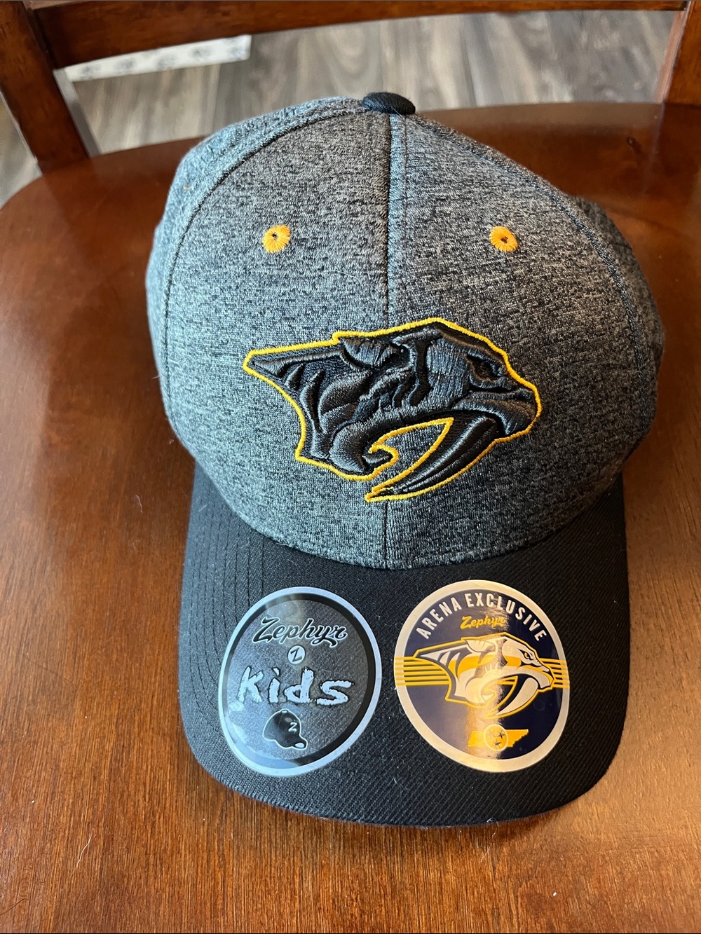 Zephyr Gray and Black Nashville Predators Kids Cap with Yellow Accents
